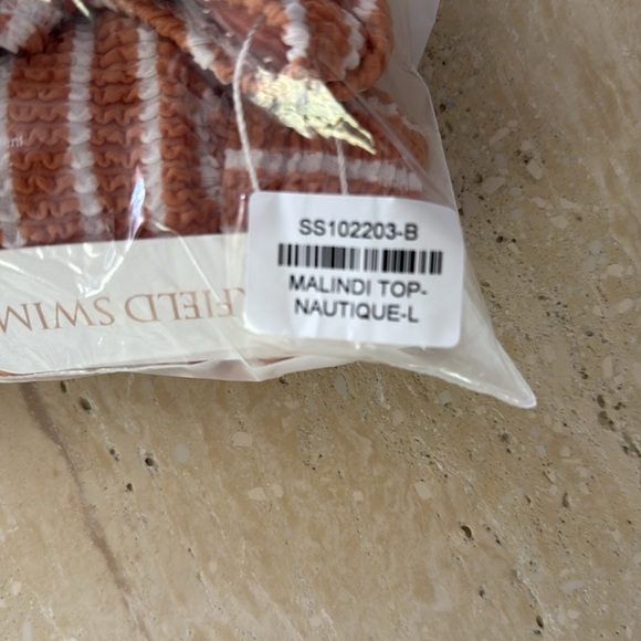 Somerfield Swim Peach/Orange and White Crinkle Bikini - Picture 7 of 8